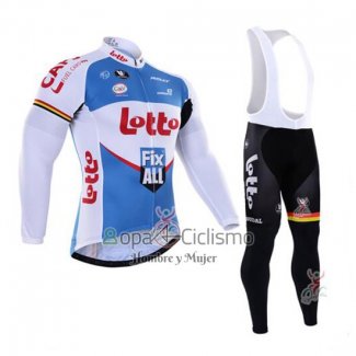 Lotto Fix All Ropa Ciclismo Culotte Largo 2016 Mangas Largas Blanco y Azul