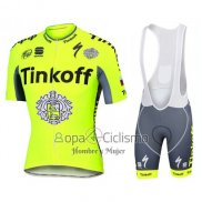 Tinkoff Ropa Ciclismo Culotte Corto 2016 Mangas Cortas AMarillo