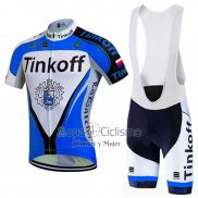 Tinkoff Ropa Ciclismo Culotte Corto 2016 Mangas Cortas Azul y Negro