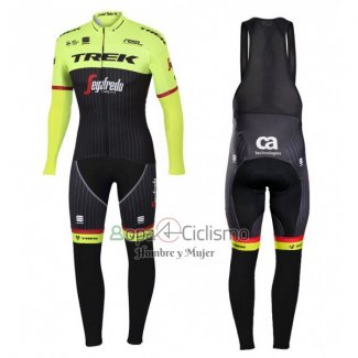 Trek Segafrojoo Ropa Ciclismo Culotte Largo 2017 Mangas Largas Negro y AMarillo