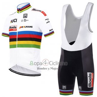 Uci Mondo Campione Ropa Ciclismo Culotte Corto 2017 Hombre Mangas Cortas Boels Dolmans Blanco