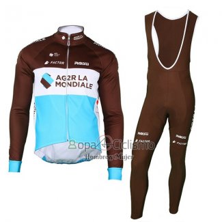 Ag2r La Mondiale Ropa Ciclismo Culotte Largo 2018 Mangas Largas Brown