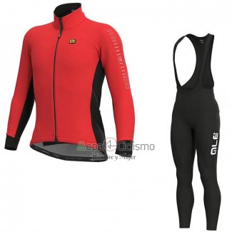 Ale Ropa Ciclismo Culotte Largo 2020 Hombre Mangas Largas Rojo