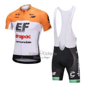 Cannondale Drapac Ropa Ciclismo Culotte Corto 2018 Mangas Cortas Blanco y Naranja