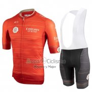 Castelli UAE Tour Ropa Ciclismo Culotte Corto 2019 Hombre Mangas Cortas Naranja