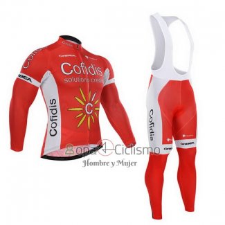 Cofidis Ropa Ciclismo Culotte Largo 2015 Mangas Largas Rojo