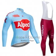 Katusha Alpecin Ropa Ciclismo Culotte Largo 2019 Mangas Largas Azul Rojo