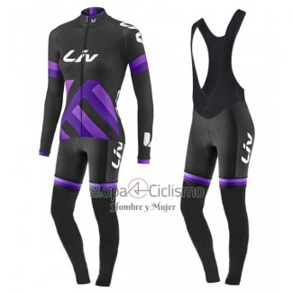 Liv Ropa Ciclismo Culotte Largo 2017 Mujer Mangas Largas Negro y Violeta