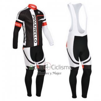 Pinarello Ropa Ciclismo Culotte Largo 2013 Hombre Mangas Largas Negro y Rojo