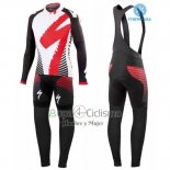 Specialized Ropa Ciclismo Culotte Largo 2016 Hombre Mangas Largas Rojo y Blanco