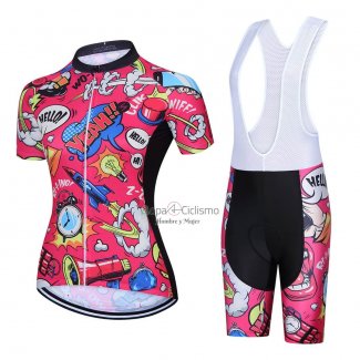 Steep Ropa Ciclismo Culotte Corto 2023 Mujer Mangas Cortas Rosa Negro