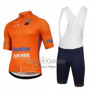 Tour Down Under Santos Ropa Ciclismo Culotte Corto 2018 Men Mangas Cortas Naranja