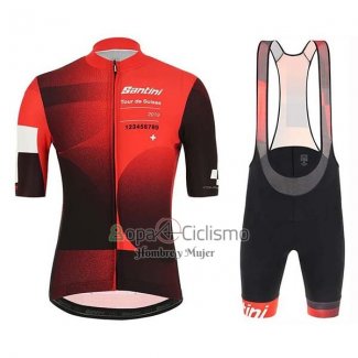 Tour de Suisse Ropa Ciclismo Culotte Corto 2019 Hombre Mangas Cortas Rojo Negro