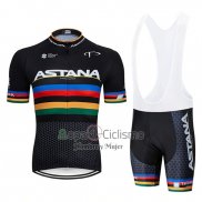 Uci Mondo Campione Movistar Ropa Ciclismo Culotte Corto 2019 Hombre Mangas Cortas Negro Blanco