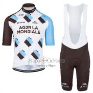 Ag2rla Ropa Ciclismo Culotte Corto 2017 Mangas Cortas Ag2r Brown y Blanco