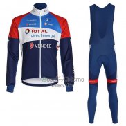 Direct Energie Ropa Ciclismo Culotte Largo 2020 Hombre Mangas Largas Profundo Azul Rojo