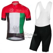 Dubai Tour Ropa Ciclismo Culotte Corto 2017 Hombre Mangas Cortas Rojo