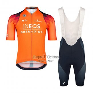 Ineos Grenadiers Ropa Ciclismo Culotte Corto 2023 Mangas Cortas Naranja