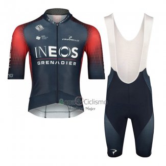 Ineos Grenadiers Ropa Ciclismo Culotte Corto 2023 Mangas Cortas Negro Rojo