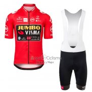 Jumbo Visma Ropa Ciclismo Culotte Corto 2021 Mangas Cortas Rojo