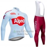 Katusha Alpecin Ropa Ciclismo Culotte Largo 2019 Mangas Largas Azul Claro Rojo