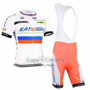 Katusha Ropa Ciclismo Culotte Corto 2015 Mangas Cortas Blanco