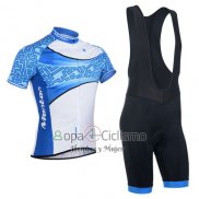 Monton Ropa Ciclismo Culotte Corto 2014 Hombre Mangas Cortas Azur y Blanco