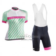 Northwave Ropa Ciclismo Culotte Corto 2017 Mujer Mangas Cortas Verde y Rosa