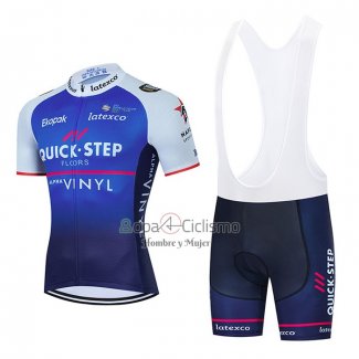 Quick Step Ropa Ciclismo Culotte Corto 2022 Mangas Cortas Azul Blanco