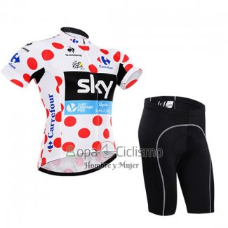 Sky Lider Ropa Ciclismo Culotte Corto 2015 Hombre Mangas Cortas Blanco y Rojo