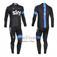 Sky Ropa Ciclismo Culotte Largo 2013 Mangas Largas Azul y Negro