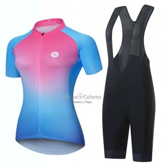 Steep Ropa Ciclismo Culotte Corto 2023 Mujer Mangas Cortas Azul Negro