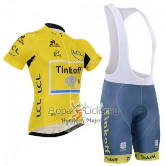 Tinkoff Lider Ropa Ciclismo Culotte Corto 2016 Hombre Mangas Cortas AMarillo y Negro