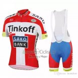 Tinkoff Saxo Bank Ropa Ciclismo Culotte Corto 2018 Mangas Cortas Rojo Blanco