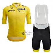 Tour DE Francia Ropa Ciclismo Culotte Corto 2023 Hombre Mangas Cortas AMarillo