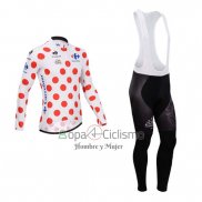 Tour DE Francia Ropa Ciclismo Culotte Largo 2014 Hombre Mangas Largas Blanco y Rojo