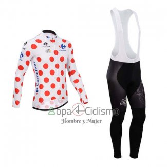 Tour DE Francia Ropa Ciclismo Culotte Largo 2014 Hombre Mangas Largas Blanco y Rojo