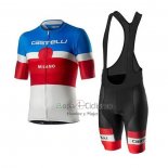 Castelli Ropa Ciclismo Culotte Corto 2020 Hombre Mangas Cortas Azul Rojo Blanco