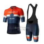 Castelli Ropa Ciclismo Culotte Corto 2020 Hombre Mangas Cortas Naranja Blanco Azul