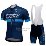 Changing Diabetes Ropa Ciclismo Culotte Corto 2018 Hombre Mangas Cortas Azul