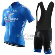 Gazprom Rusvelo Colnago Ropa Ciclismo Culotte Corto 2017 Hombre Mangas Cortas Azul