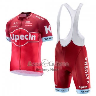 Katusha Alpecin Ropa Ciclismo Culotte Corto 2017 Mangas Cortas Rojo