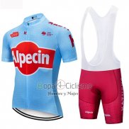 Katusha Alpecin Ropa Ciclismo Culotte Corto 2019 Mangas Cortas Azul Rojo