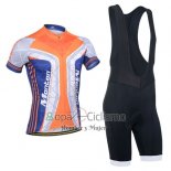 Monton Ropa Ciclismo Culotte Corto 2014 Hombre Mangas Cortas Azul y Naranja