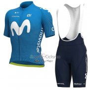 Movistar Ropa Ciclismo Culotte Corto 2020 Mangas Cortas Blanco Azul