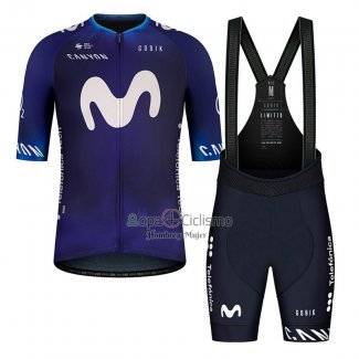 Movistar Ropa Ciclismo Culotte Corto 2023 Mangas Cortas Negro Violeta