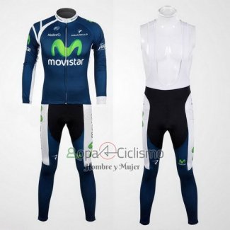 Movistar Ropa Ciclismo Culotte Largo 2012 Mangas Largas Azul