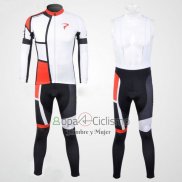 Pinarello Ropa Ciclismo Culotte Largo 2012 Hombre Mangas Largas Rojo y Blanco