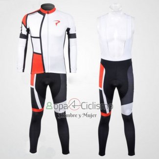 Pinarello Ropa Ciclismo Culotte Largo 2012 Hombre Mangas Largas Rojo y Blanco