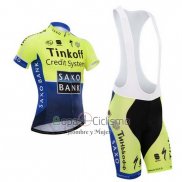 Tinkoff Saxo Bank Ropa Ciclismo Culotte Corto 2014 Mangas Cortas Azul y Verde